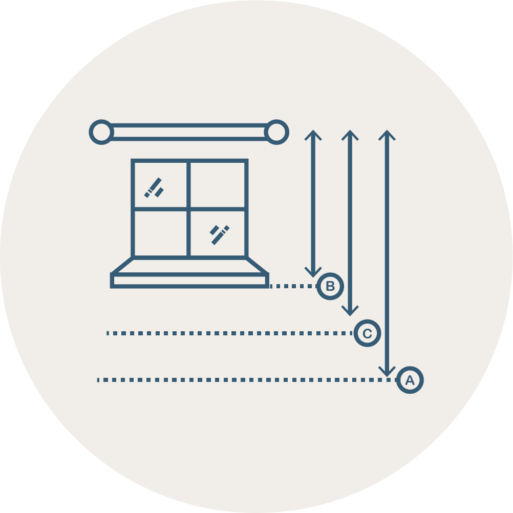 Measuring curtain drop illustration